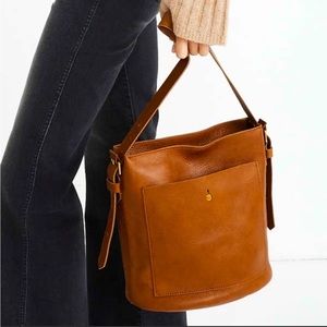 Madewell Cognac Leather Transport Bucket Bag